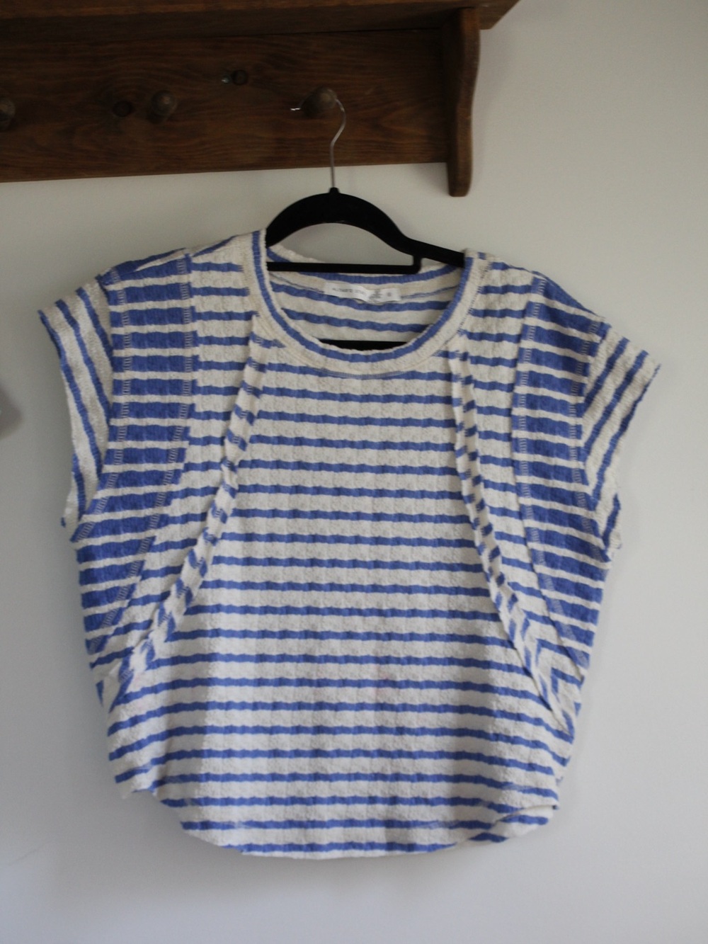 Altar'd State Blue and White Striped Short Sleeve Top